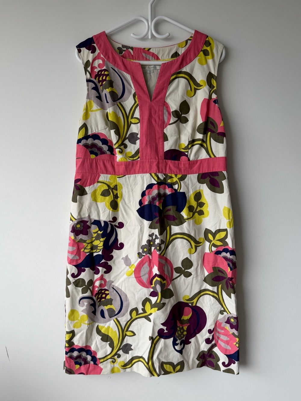 Boden White Midi Dress with Stunning Colourful Floral Print US Women’s 12R